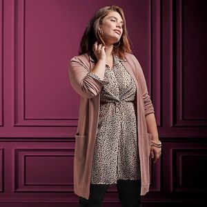 Torrid Taupe and Pink Chiffon Leopard Tunic